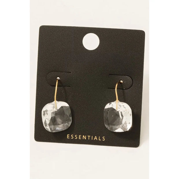 Clear Gold Dipped Faceted Drop Earrings
