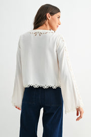 Embroidered Lace Button Blouse