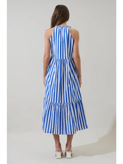 Blue Striped Sleeveless Dress
