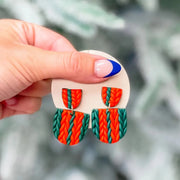Red and Green Knit Earrings