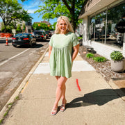 Short Sleeve Mini Dress - Sage