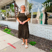 Puff Sleeve Cheetah Print Dress