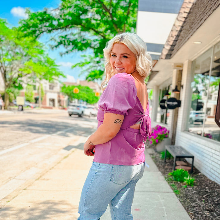 Puff Sleeve Babydoll Top - Lilac
