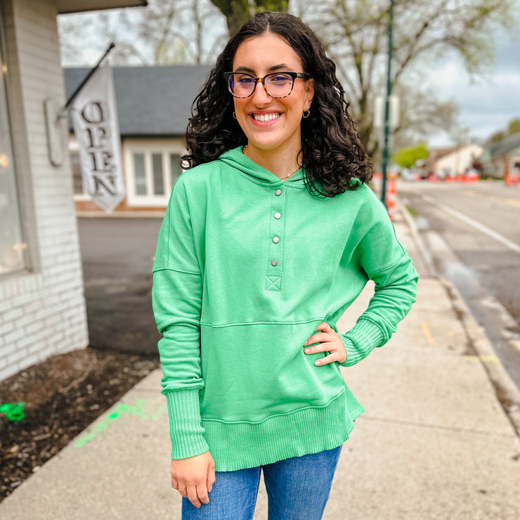 French Terry Oversized Hoodie - Green