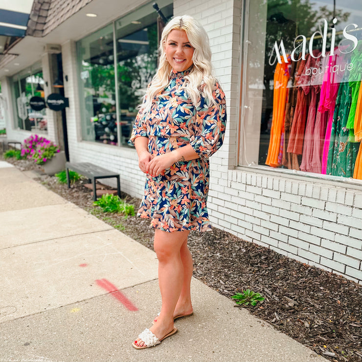 Sheer Floral Flutter Dress-xs