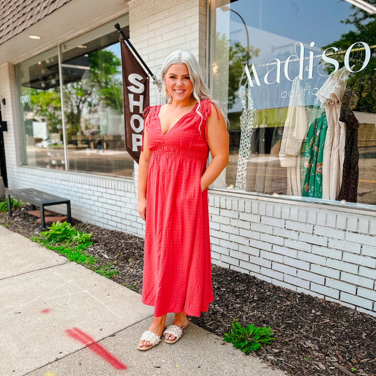 Red Midi Flare Dress