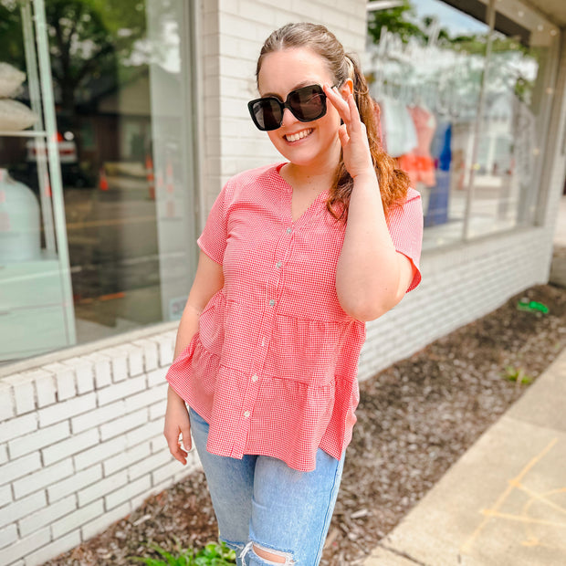 Button Down Gingham Top-large