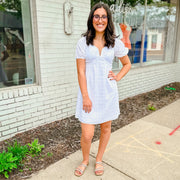 Split Neck Bubble Sleeve Dress