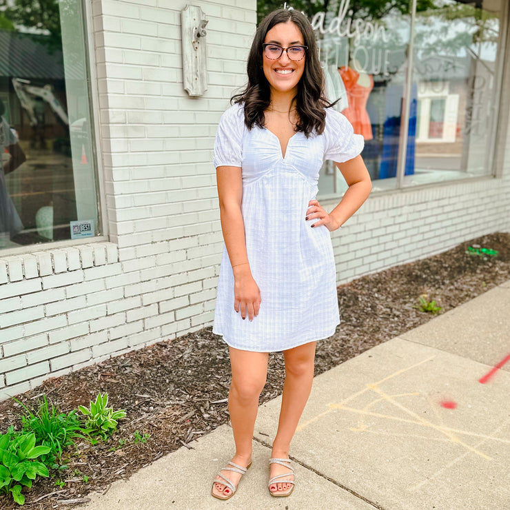 Split Neck Bubble Sleeve Dress
