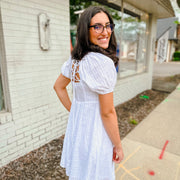 Split Neck Bubble Sleeve Dress