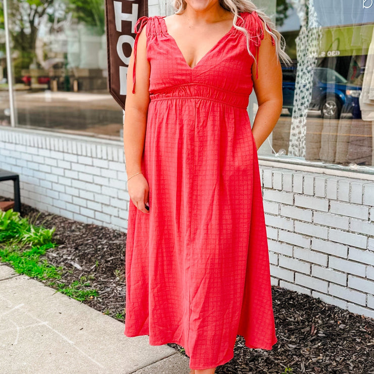 Red Midi Flare Dress