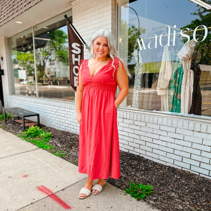 Red Midi Flare Dress