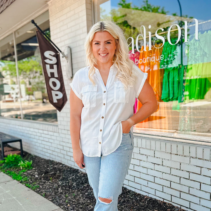 white button up shirt - large