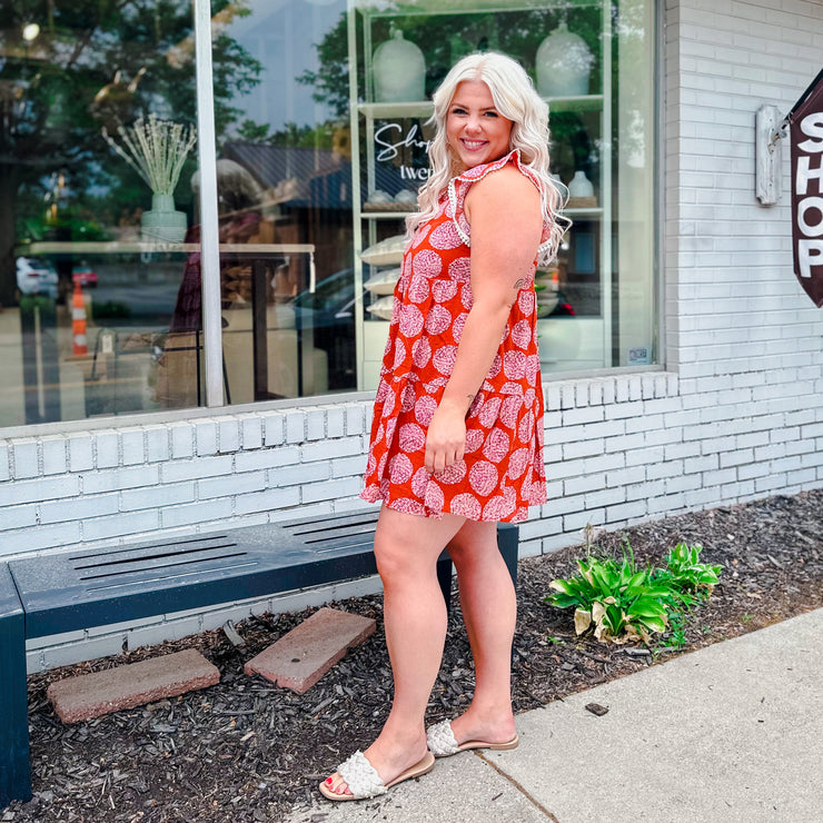 Rust Flutter Sleeve Dress