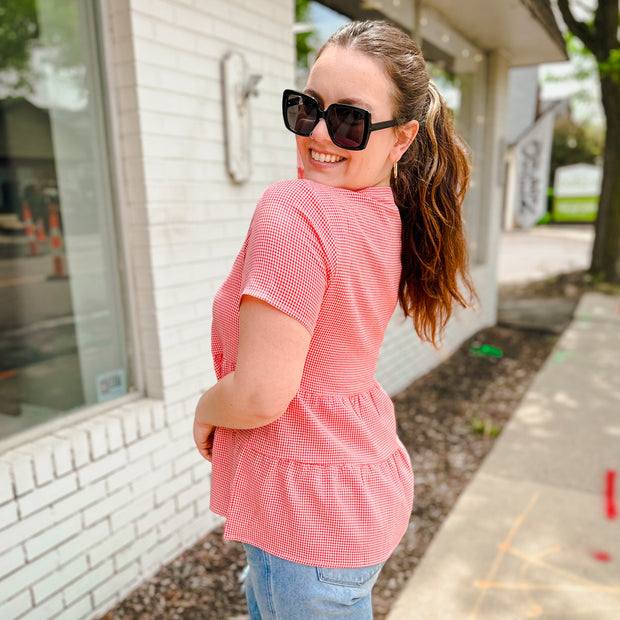 Button Down Gingham Top-large