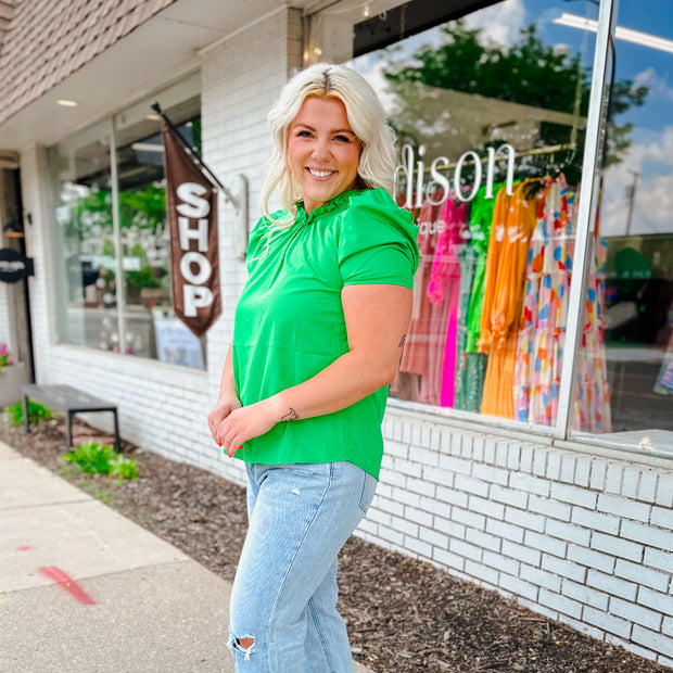 Green Short Sleeve Top