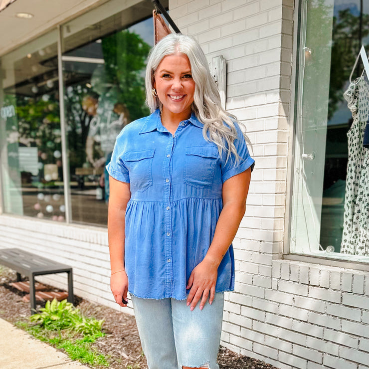 Denim Peplum Top