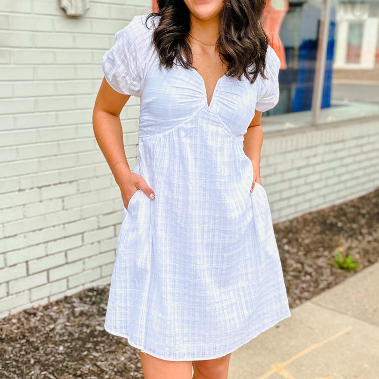 Split Neck Bubble Sleeve Dress