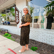 Puff Sleeve Cheetah Print Dress