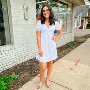 Split Neck Bubble Sleeve Dress