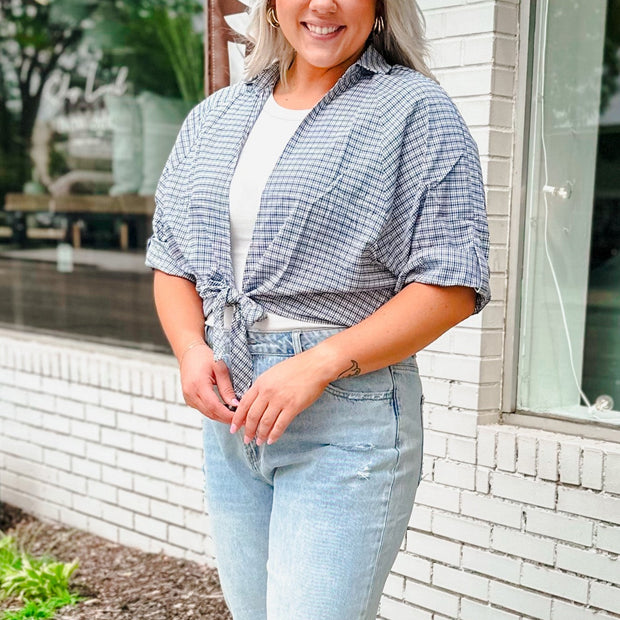 Gingham Waist Tie Top