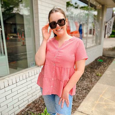 Button Down Gingham Top-large
