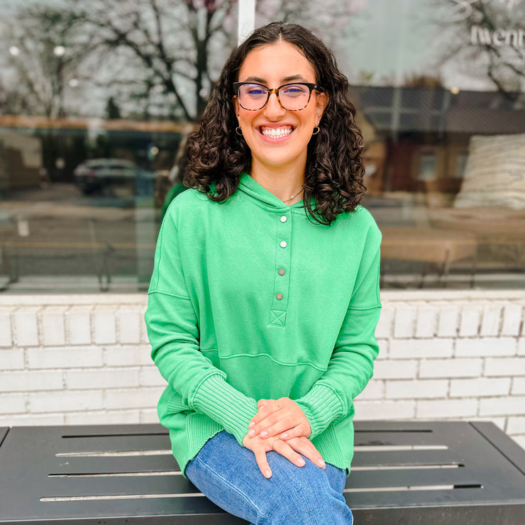 French Terry Oversized Hoodie - Green