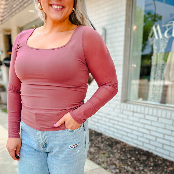 Mesh Square Neck Top - Sienna