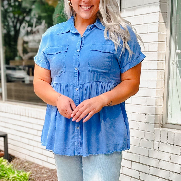 Denim Peplum Top