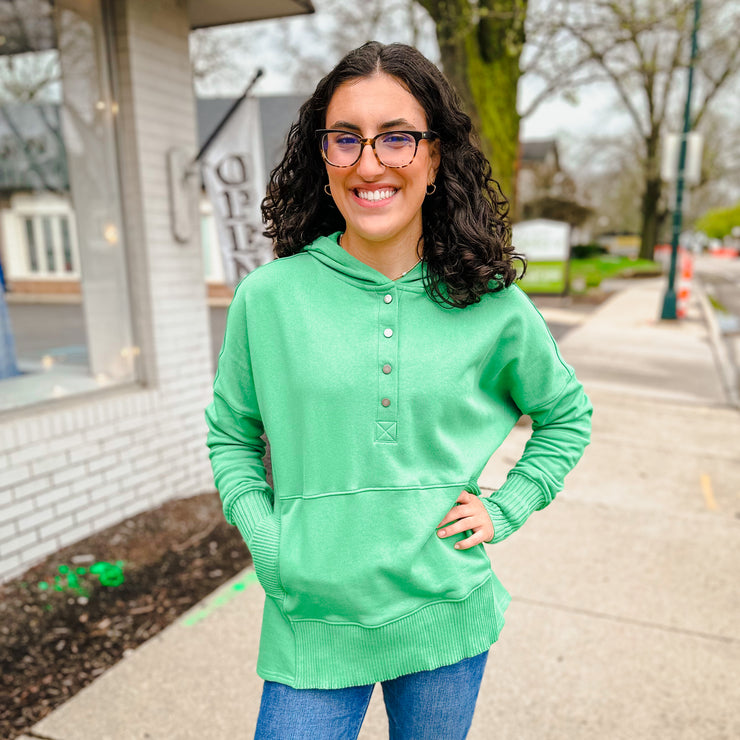 French Terry Oversized Hoodie - Green
