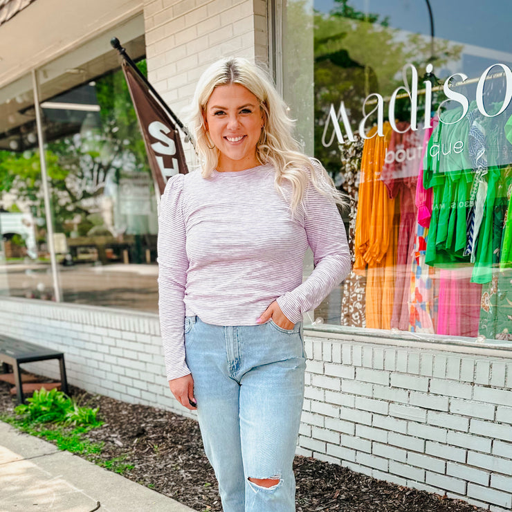 Long Sleeve Striped Knit Top