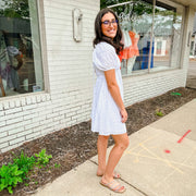 Split Neck Bubble Sleeve Dress