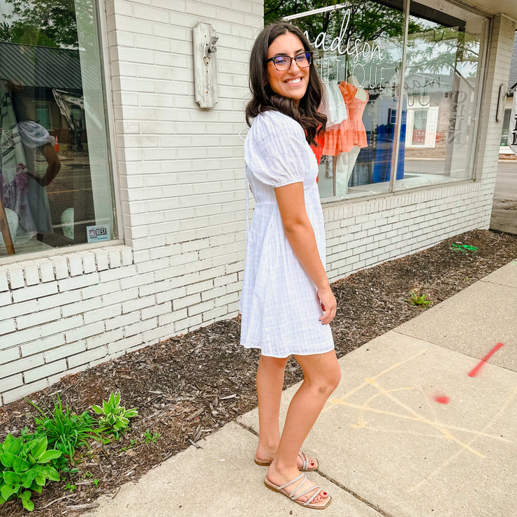Split Neck Bubble Sleeve Dress