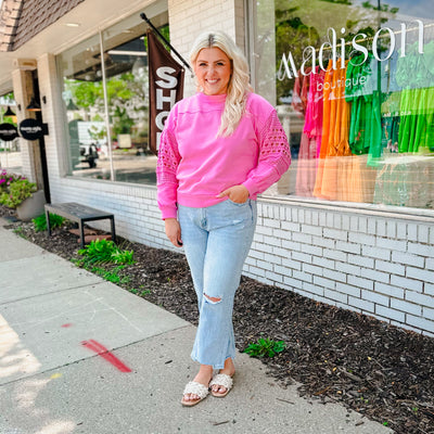 Crochet Sleeve Sweatshirt