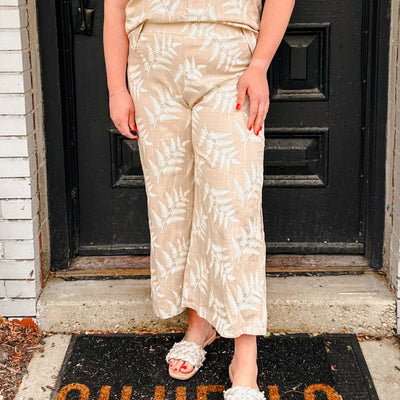 Cropped Wide Printed Pants