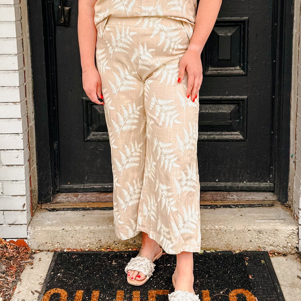 Cropped Wide Printed Pants