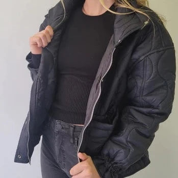 Black quilted coat