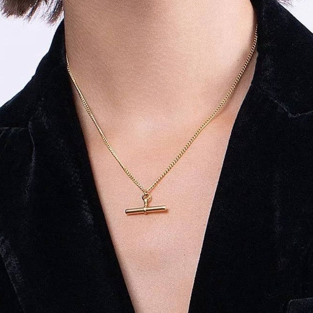 Gold T Bar Necklace
