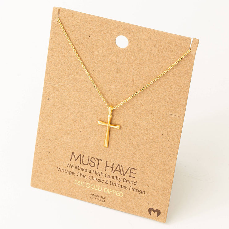 Dainty Cross Pendant Necklace - Gold