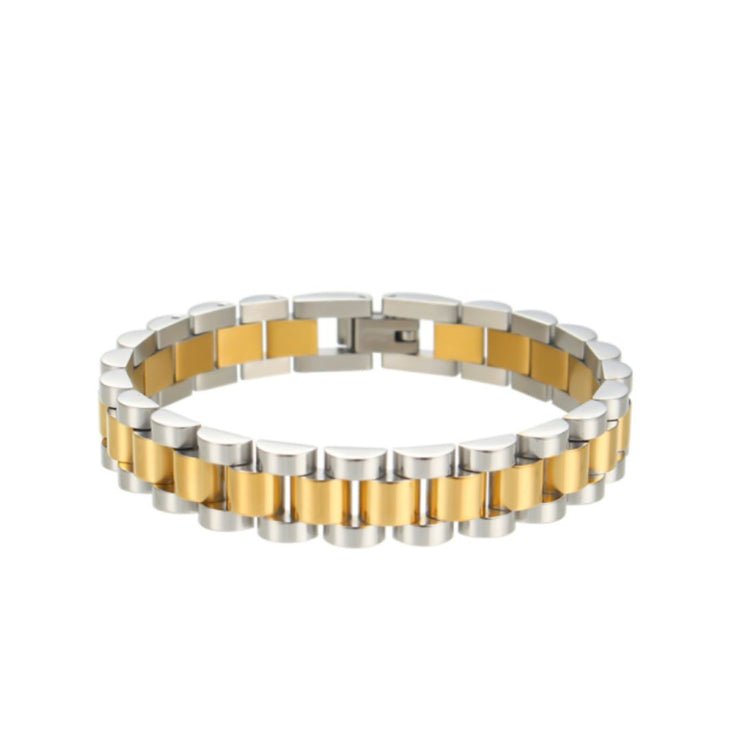 Mixed metal watchband bracelet
