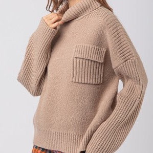 Mocha Ribbed Knit Sweater