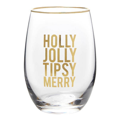 Holly Jolly Tipsy Merry Wine Glass