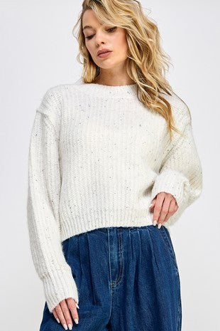 White Melange Sweater