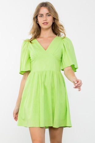 Lime V-Neck Dress