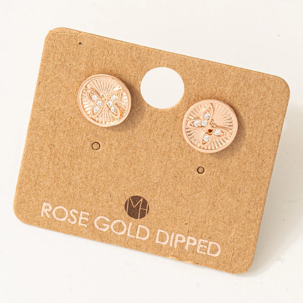 mini butterfly coin stud earrings