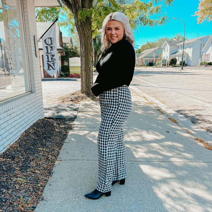 checkered wide leg pants