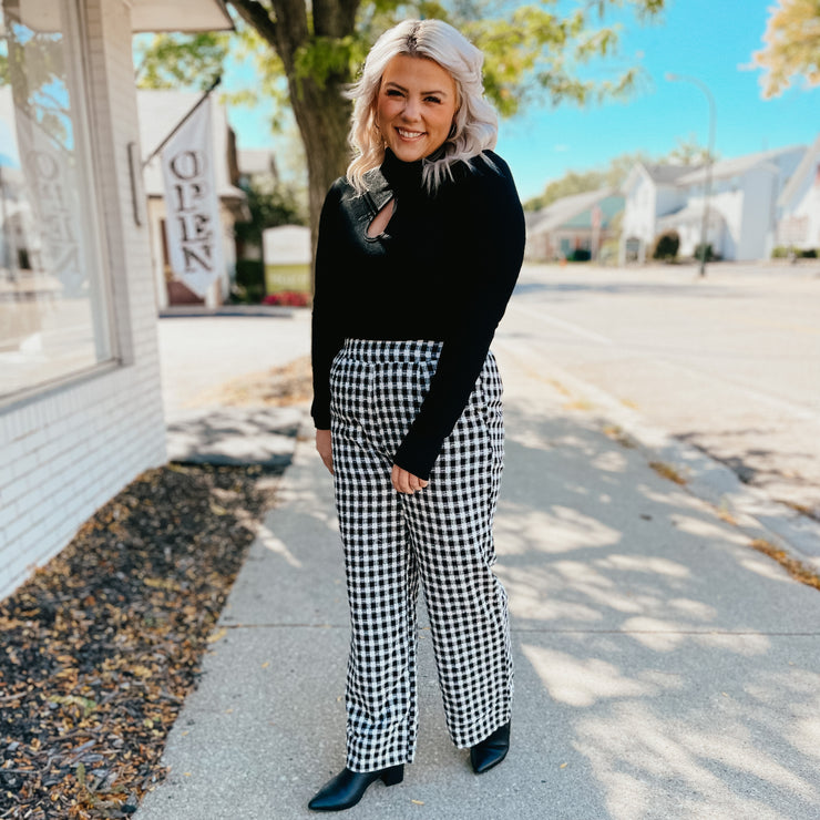 checkered wide leg pants