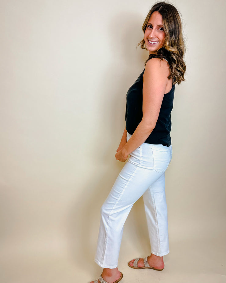 High Rise Crop Straight Leg Jeans - 7