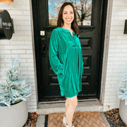 velvet tunic dress - emerald - large