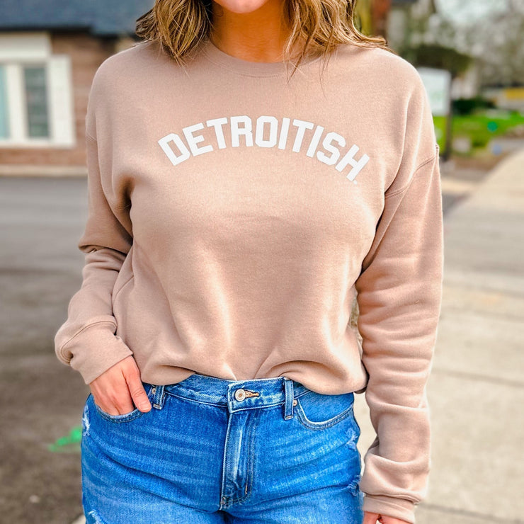 Tan Detroitish crewneck